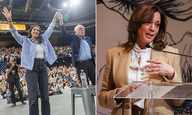 AOC compared to Kamala Harris after stunned rally watchers spot VERY embarrassing detail