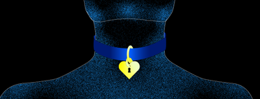 illustration of a neck and torso with a collar and heart shaped lock on