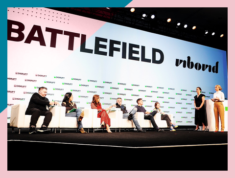 Polly on stage at Techcrunch Disrupt conference